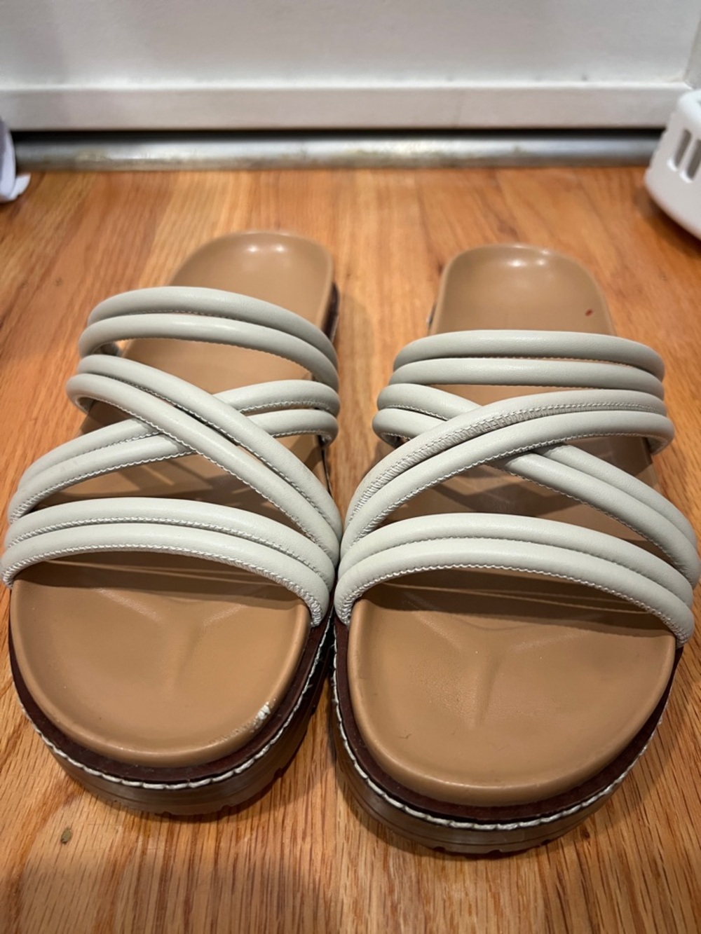 Madewell Cream Strappy Platform Slide Sandals - Picture 4 of 7
